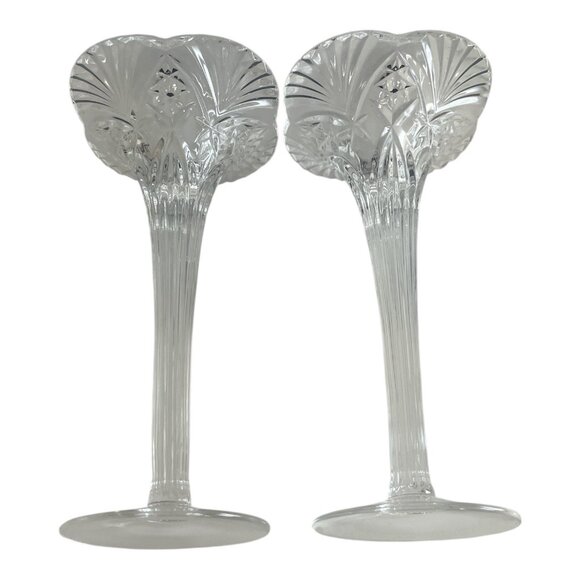 MCM Vincennes Crystal Candlesticks – Pair of Elegant French Glass Candle Holders - Picture 3 of 8